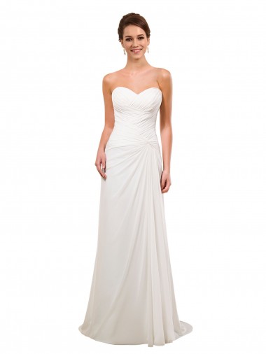 Sweetheart Chapel Train Soft Chiffon Ivory Sleeveless Wedding Gowns Darwin