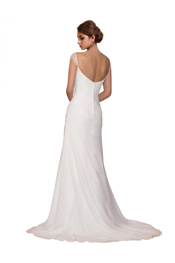V-Neck Chapel Train Soft Chiffon Ivory Sleeveless Wedding Dress Darwin