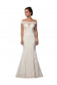 Off the Shoulder Chapel Train Lace Ivory Cap Sleeves Boho Wedding Dress Darwin