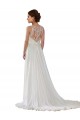 Illusion Neck Sweep Train Soft Chiffon Ivory Sleeveless Boho Wedding Dress Darwin
