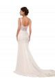 V-Neck Chapel Train Lace & Stretch Crepe Ivory Sleeveless Sexy Wedding Dress Darwin