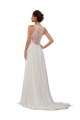 Illusion Neck Chapel Train Soft Chiffon Ivory Sleeveless Wedding Dress Darwin