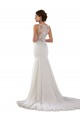Sweetheart Sweep Train Lace & Stretch Crepe Ivory Sleeveless Modern Wedding Dress Darwin