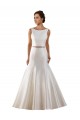 Bateau Neck Chapel Train Satin Ivory Sleeveless Modern Wedding Dress Darwin