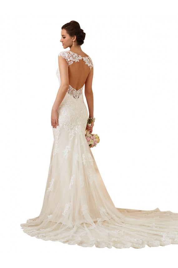 Sweetheart Chapel Train Lace Ivory Sleeveless Modern Wedding Dress Darwin