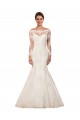 Bateau Neck Chapel Train Lace Ivory Long Sleeves Sexy Wedding Dress Darwin