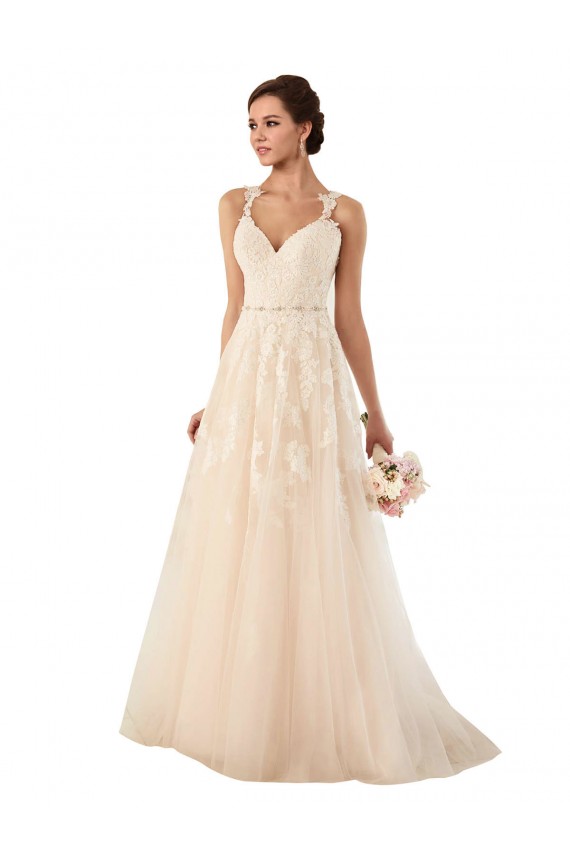 Sweetheart Chapel Train Tulle & Lace Ivory A-Line Sleeveless Wedding Dress Darwin