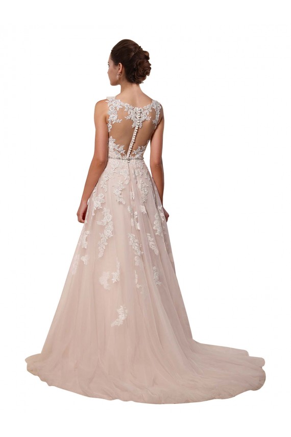 Sweetheart Chapel Train Tulle & Lace Ivory A-Line Sleeveless Wedding Dress Darwin