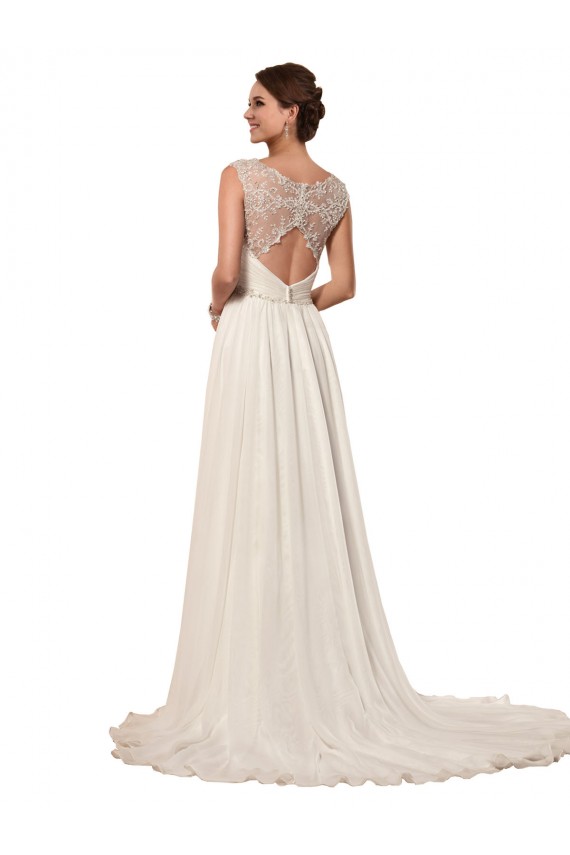 Sweetheart Chapel Train Soft Chiffon Ivory Sheath Sleeveless Wedding Dress Darwin