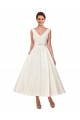 V-Neck Ankle Length Satin Ivory Sleeveless Wedding Dress Darwin