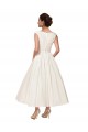 V-Neck Ankle Length Satin Ivory Sleeveless Wedding Dress Darwin