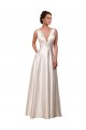 V-Neck Chapel Train Satin Ivory Sleeveless Wedding Gowns Darwin
