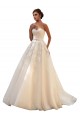 Sweetheart Chapel Train Tulle & Lace Ivory & Champagne Ball Gown Sleeveless Wedding Dress Darwin