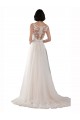 Illusion Neck Sweep Train Tulle Ivory & Champagne Sleeveless Boho Wedding Dress Darwin