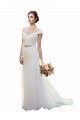Off the Shoulder Chapel Train Tulle Ivory Sleeveless Beach Wedding Dress Darwin