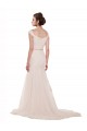 Off the Shoulder Chapel Train Tulle Ivory Sleeveless Beach Wedding Dress Darwin