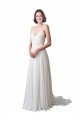 V-Neck Chapel Train Soft Chiffon & Lace Ivory Sleeveless Beach Wedding Dress Darwin