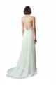 V-Neck Chapel Train Soft Chiffon & Lace Ivory Sleeveless Beach Wedding Dress Darwin