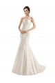 Illusion Neck Chapel Train Lace Ivory Sleeveless Wedding Dress Darwin