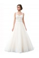 Illusion Neck Cathedral Train Tulle & Lace Ivory Sleeveless Beach Wedding Dress Darwin