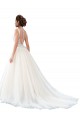 Illusion Neck Cathedral Train Tulle & Lace Ivory Sleeveless Beach Wedding Dress Darwin