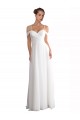 Off the Shoulder Sweep Train Soft Chiffon Ivory Sleeveless Beach Wedding Dress Darwin