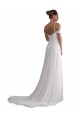 Off the Shoulder Sweep Train Soft Chiffon Ivory Sleeveless Beach Wedding Dress Darwin