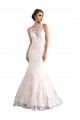 Illusion Neck Cathedral Train Tulle & Lace Ivory & Champagne Sleeveless Wedding Dress Darwin