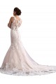 Illusion Neck Cathedral Train Tulle & Lace Ivory & Champagne Sleeveless Wedding Dress Darwin