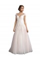Illusion Neck Cathedral Train Tulle & Lace Ivory & Champagne Cap Sleeves Beach Wedding Dress Darwin