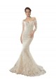 Off the Shoulder Chapel Train Tulle & Lace Ivory & Champagne Long Sleeves Wedding Dress Darwin