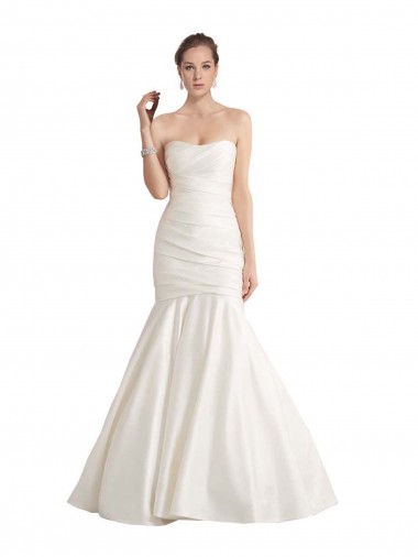 Strapless Chapel Train Satin Ivory Sleeveless Beach Wedding Dress Darwin