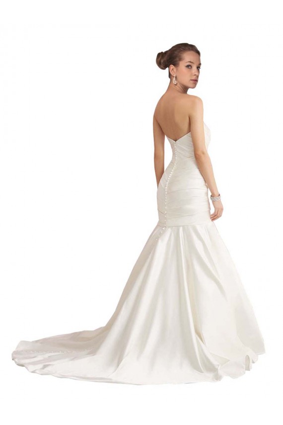 Strapless Chapel Train Satin Ivory Sleeveless Beach Wedding Dress Darwin