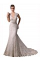 V-Neck Chapel Train Lace Ivory Cap Sleeves Wedding Dresses Darwin