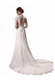 V-Neck Chapel Train Lace Ivory Cap Sleeves Wedding Dresses Darwin