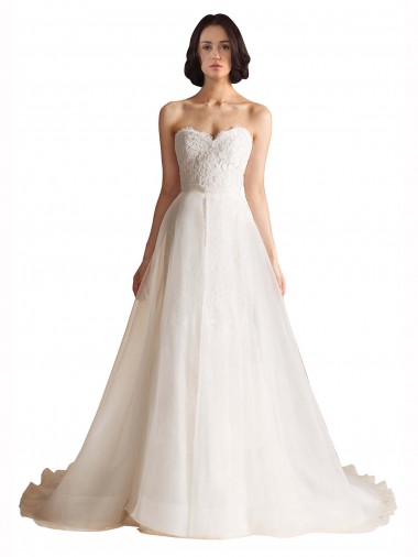 Sweetheart Sweep Train Tulle Ivory Sleeveless Bridal Wedding Dress Darwin