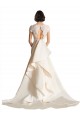 V-Neck Chapel Train Satin Ivory Cap Sleeves Wedding Dress Darwin