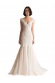 V-Neck Sweep Train Tulle Ivory & Champagne Sleeveless Wedding Dress Darwin
