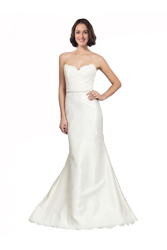 Sweetheart Chapel Train Satin & Lace Ivory Sleeveless Bridal Dress Darwin