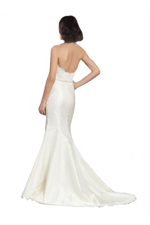 Sweetheart Chapel Train Satin & Lace Ivory Sleeveless Bridal Dress Darwin
