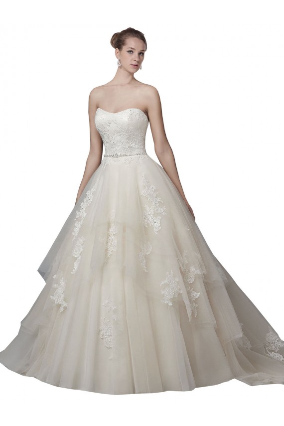 Strapless Chapel Train Tulle & Lace Ivory Sleeveless Wedding Dress Darwin