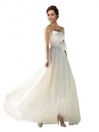 Strapless Long Soft Chiffon Ivory Sleeveless Wedding Dress Darwin