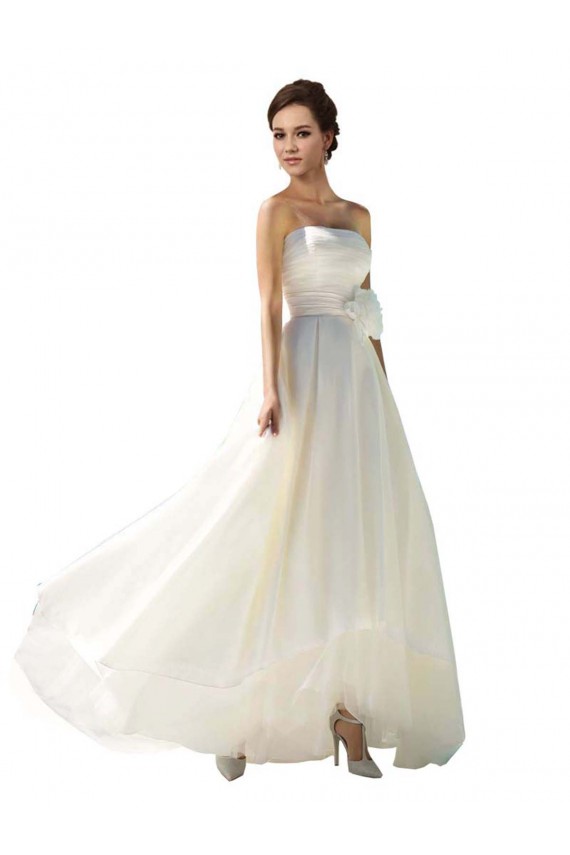 Strapless Long Soft Chiffon Ivory Sleeveless Wedding Dress Darwin