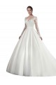 Illusion Neck Cathedral Train Satin & Lace White Long Sleeves Wedding Dress Darwin