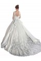 Illusion Neck Cathedral Train Satin & Lace White Long Sleeves Wedding Dress Darwin