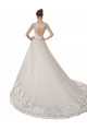 Sweetheart Chapel Train Tulle & Lace Ivory & Champagne A-Line Sleeveless Wedding Dress Darwin
