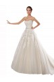 Strapless Chapel Train Tulle & Lace Ivory & Champagne Sleeveless Wedding Dress Darwin