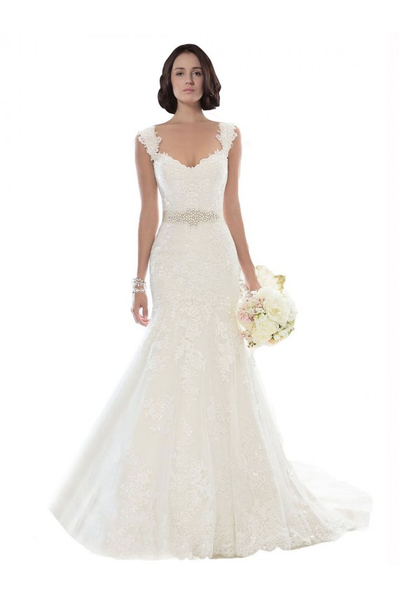 Off the Shoulder Chapel Train Lace White Sleeveless Beach Wedding Dress Darwin