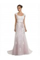 Strapless Sweep Train Tulle & Lace Ivory & Pink Sleeveless Beach Wedding Dress Darwin