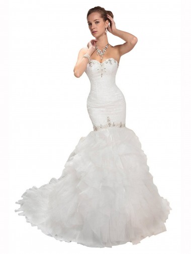 Sweetheart Chapel Train Tulle White Sleeveless Wedding Dress Darwin